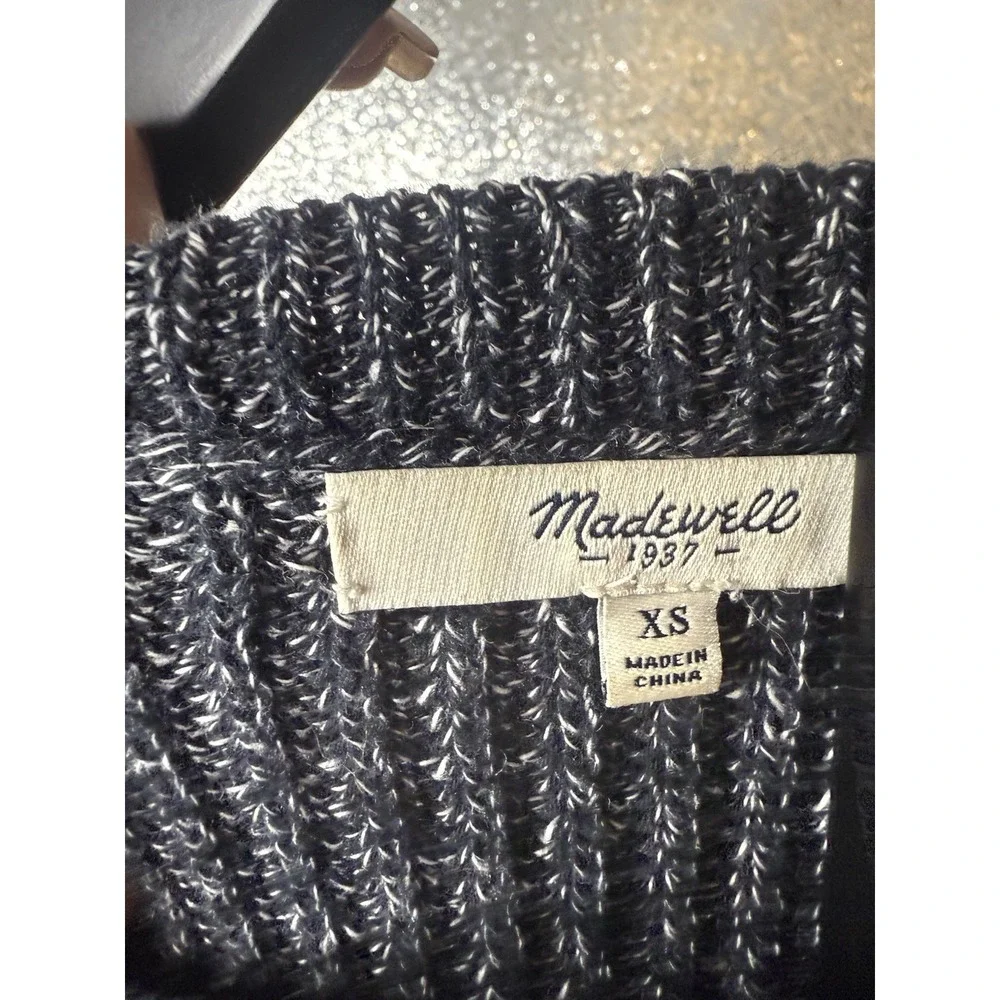 Madewell‎ Women's XS Extra Small Marled Knit Layered Sweater Black Gray Pocket